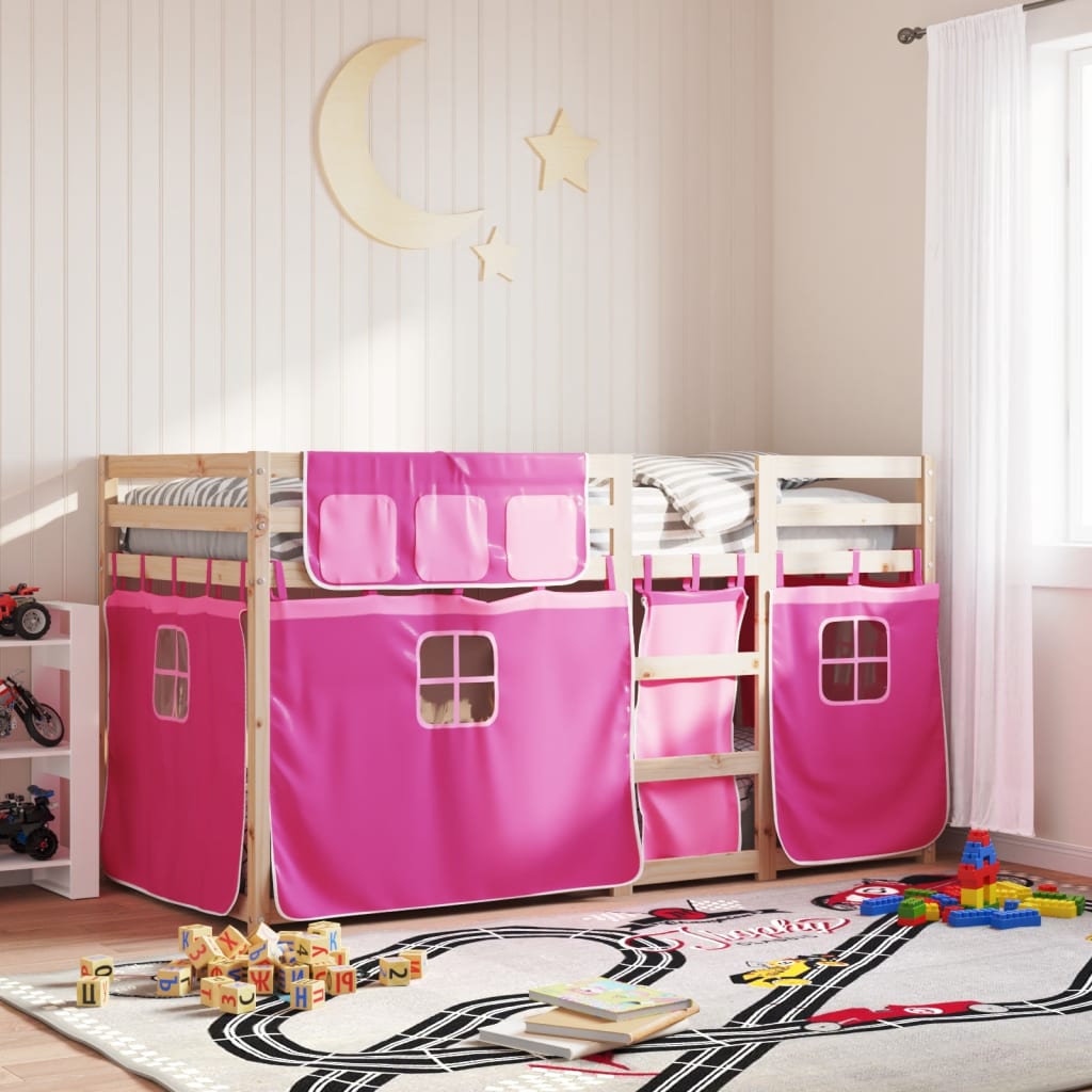 Letto A Castello Senza Materasso Rosa 80x200 Cm Legno Di Pino