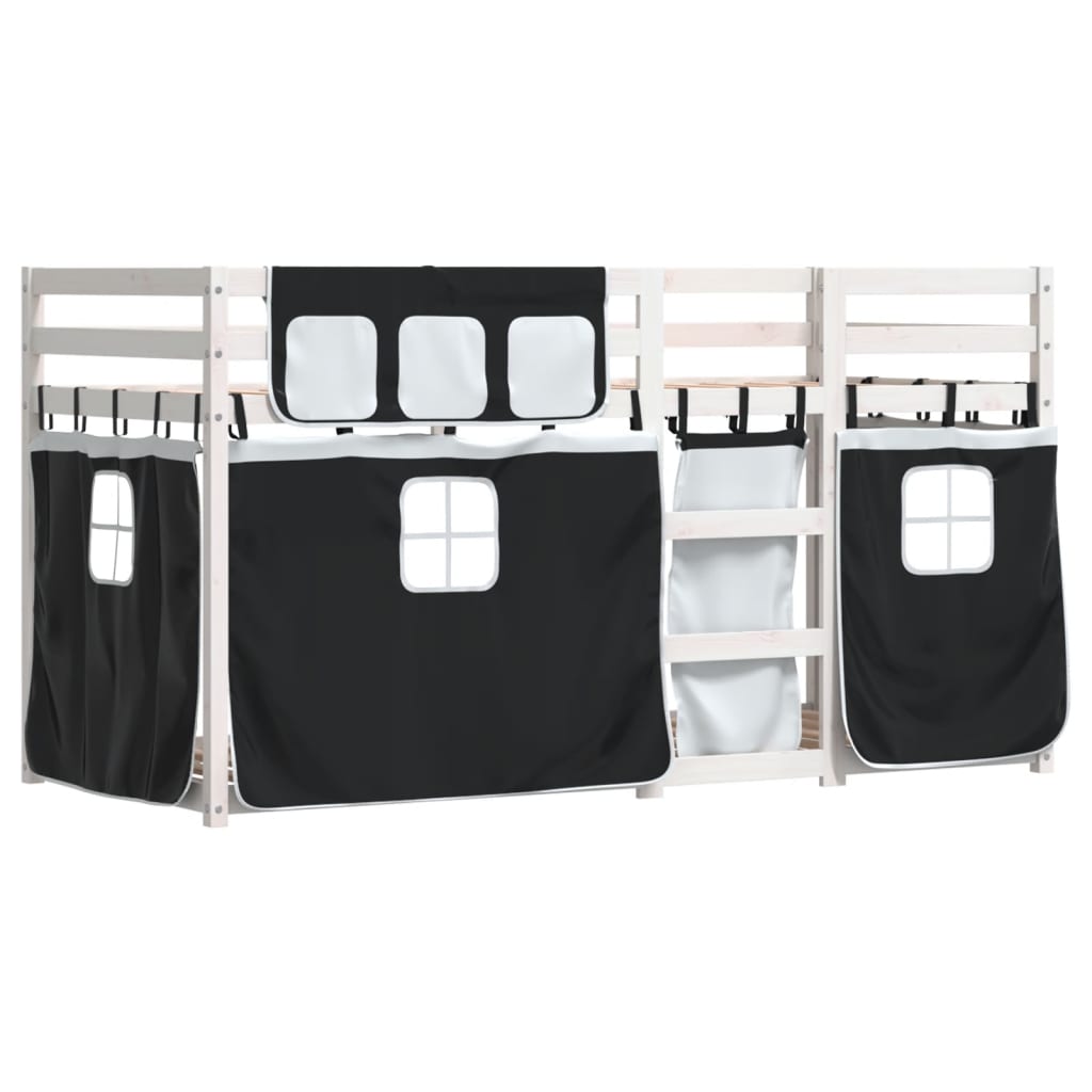 Letto A Castello Senza Materasso Bianco E Nero 80x200cm In Pino - Image 3