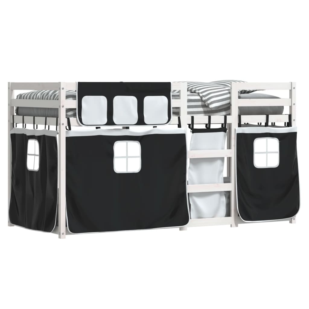Letto A Castello Senza Materasso Bianco E Nero 80x200cm In Pino - Image 4