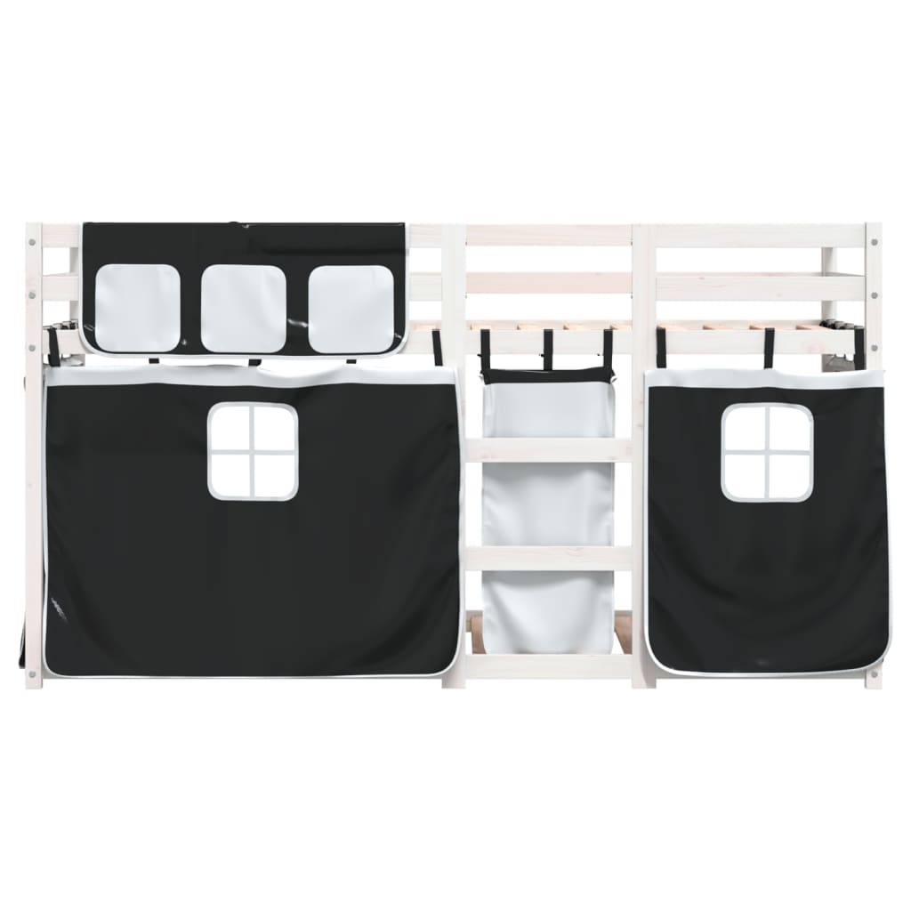 Letto A Castello Senza Materasso Bianco E Nero 80x200cm In Pino - Image 5
