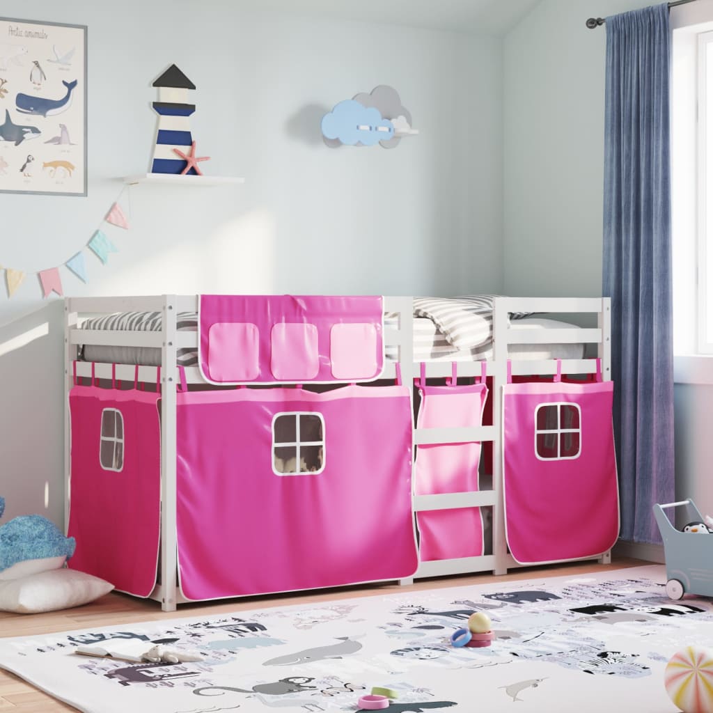 Letto A Castello Senza Materasso Rosa 80x200 Cm Legno Di Pino