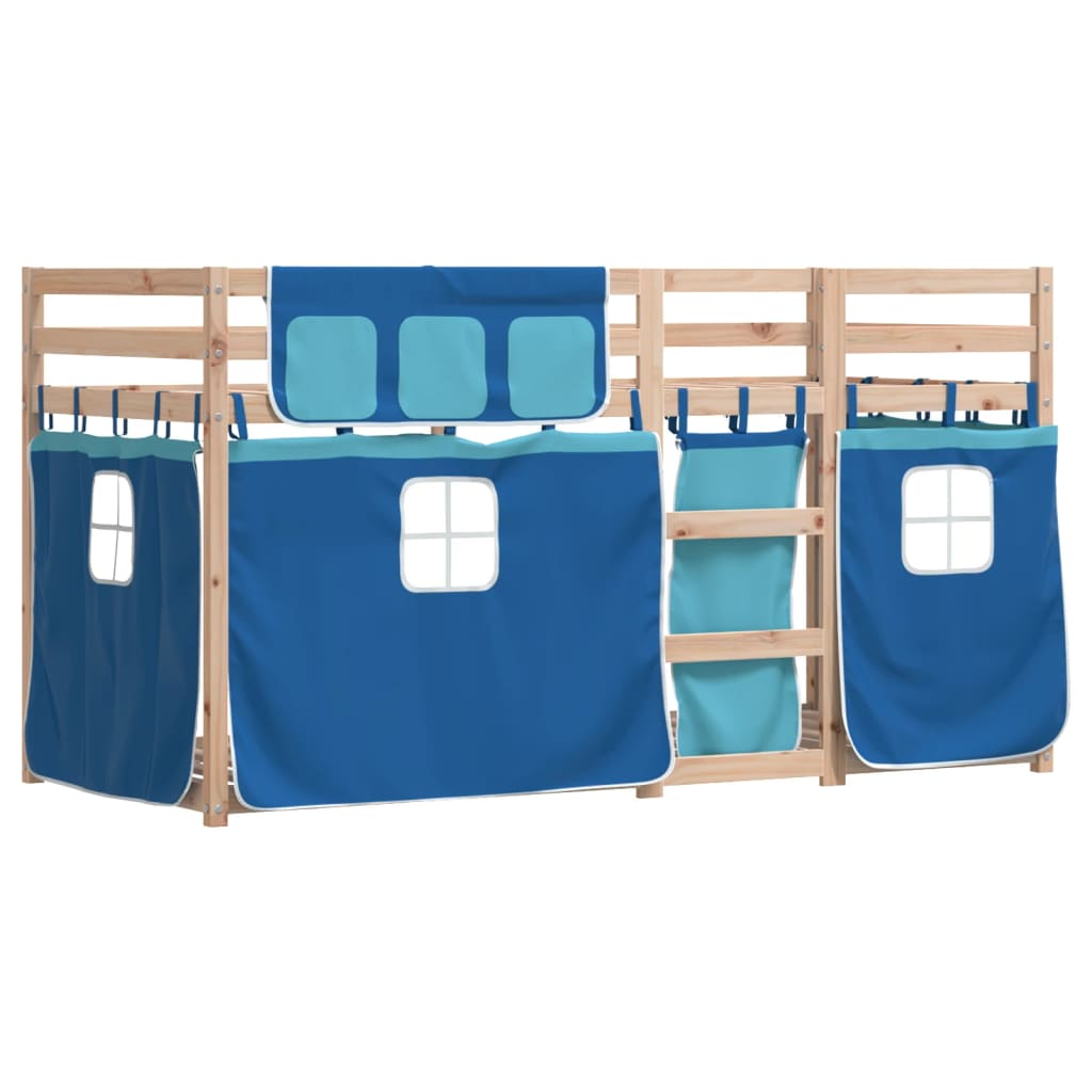 Letto A Castello Senza Materasso Blu 75x190 Cm Massello Pino - Image 3