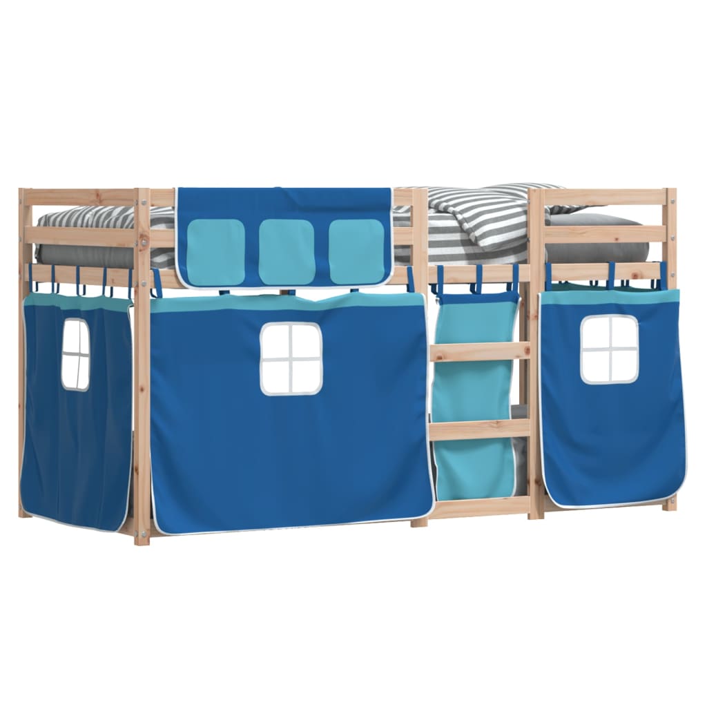 Letto A Castello Senza Materasso Blu 75x190 Cm Massello Pino - Image 4