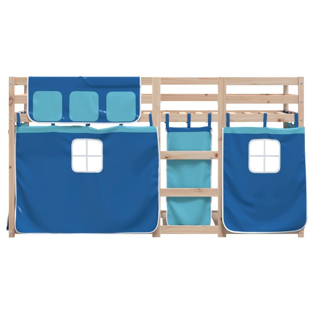 Letto A Castello Senza Materasso Blu 75x190 Cm Massello Pino - Image 5