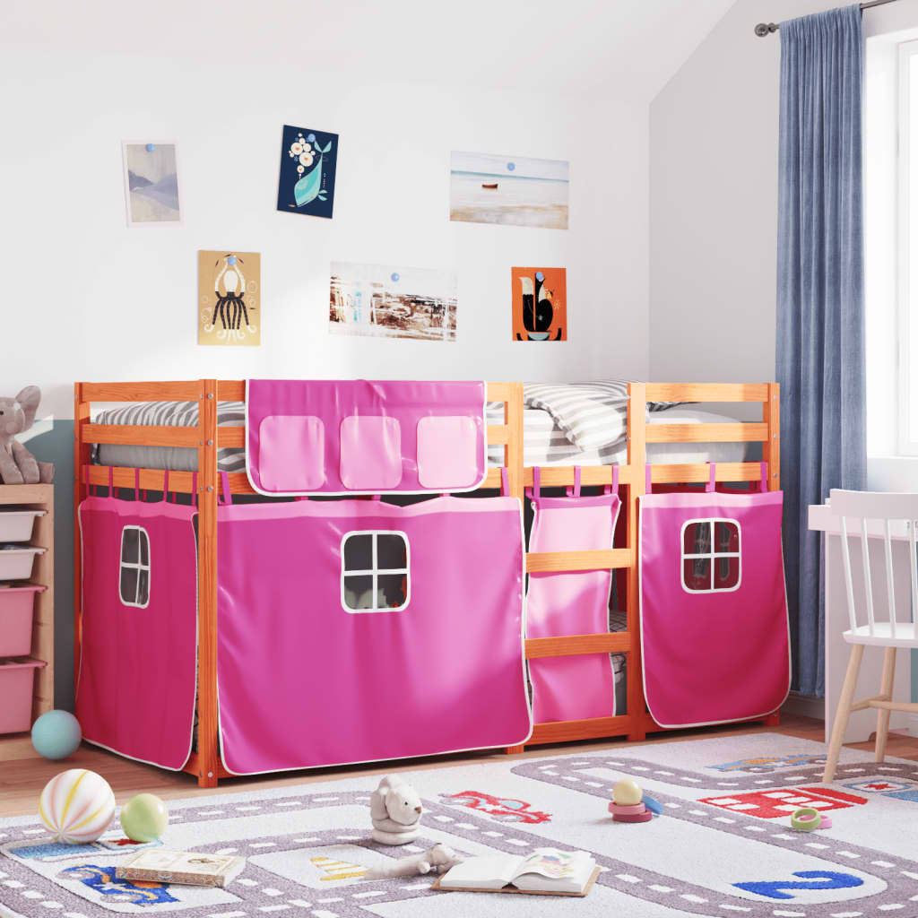 Letto A Castello Senza Materasso Rosa 80x200 Cm Legno Di Pino