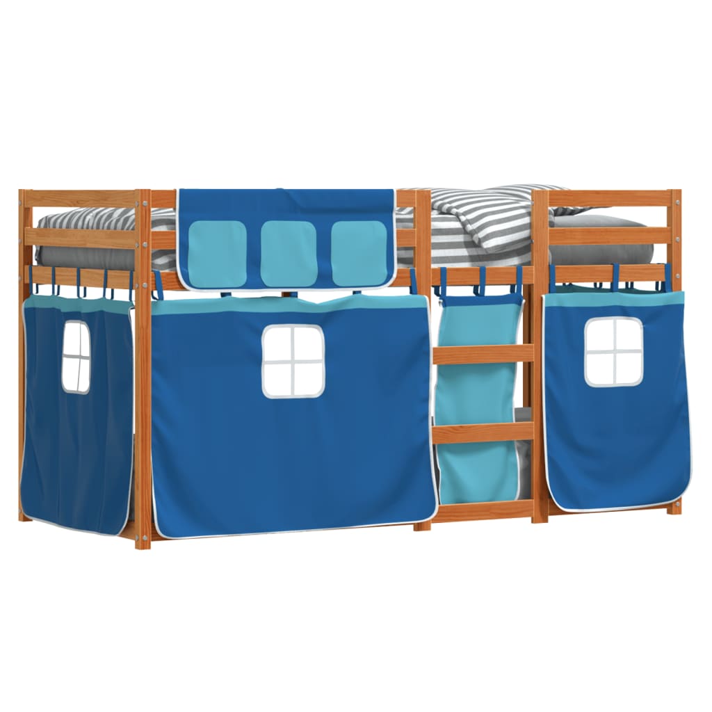 Letto A Castello Senza Materasso Blu 75x190 Cm Massello Pino - Image 4