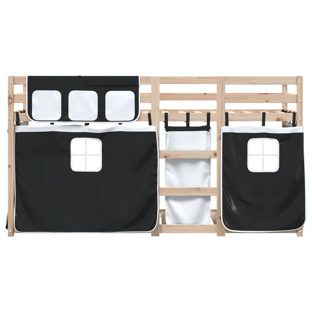 Letto A Castello Senza Materasso Bianco E Nero 90x200cm In Pino - Image 5