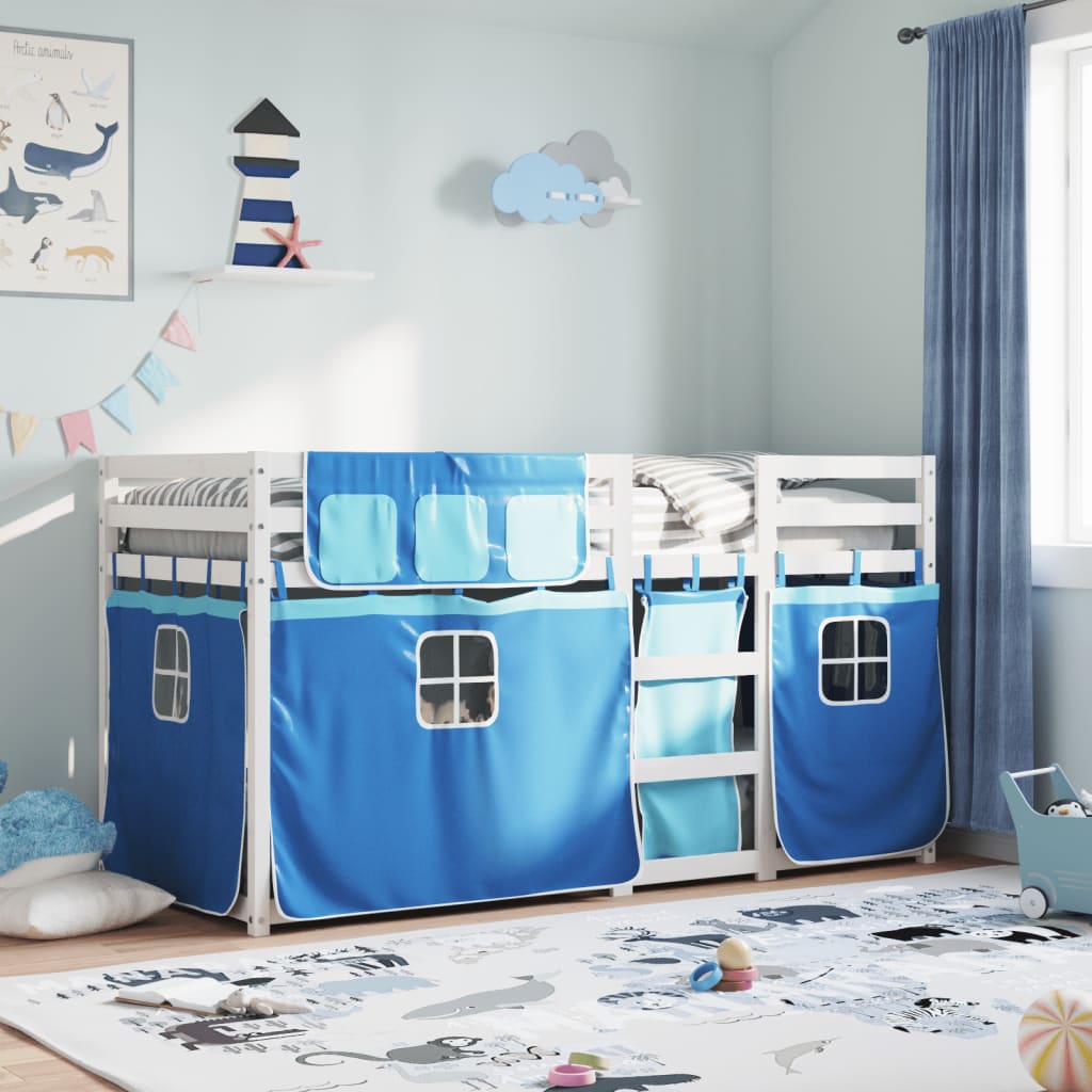 Letto A Castello Senza Materasso Blu 90x200cm Massello Pino