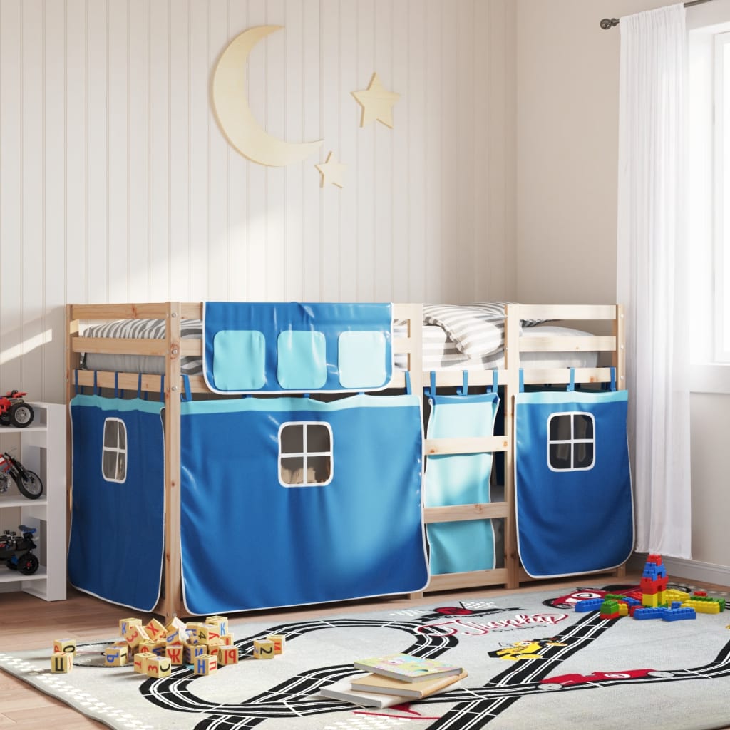 Letto A Castello Senza Materasso Blu 90x190cm Massello Pino