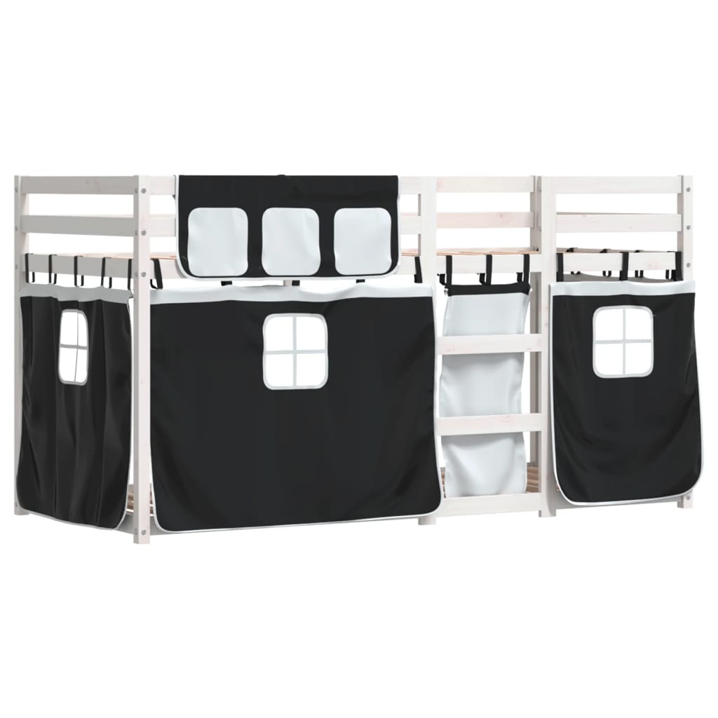 Letto A Castello Senza Materasso Bianco E Nero 90x190cm In Pino - Image 3