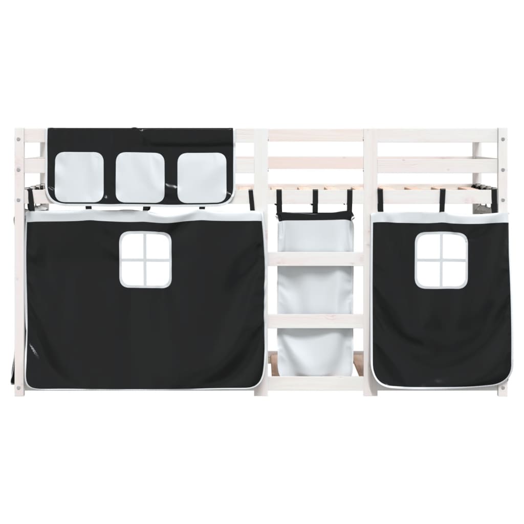 Letto A Castello Senza Materasso Bianco E Nero 90x190cm In Pino - Image 5