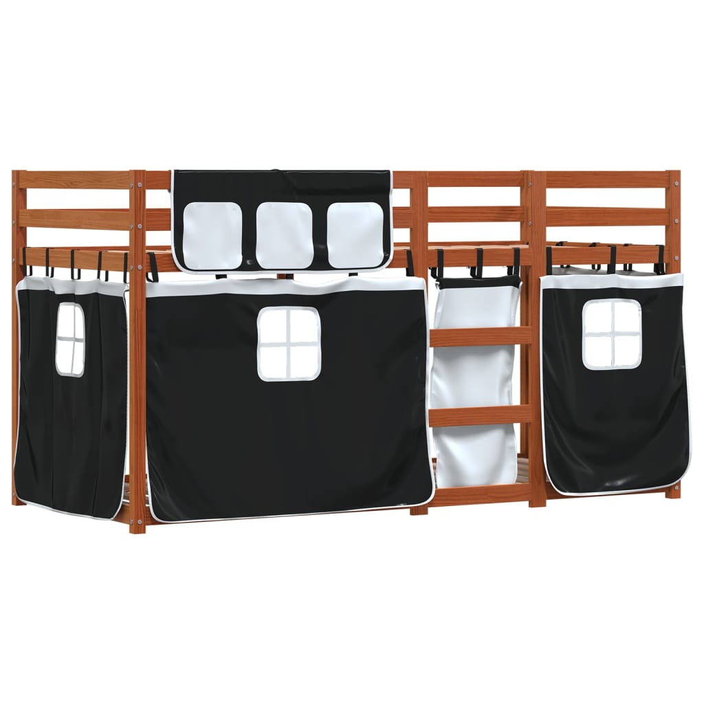 Letto A Castello Senza Materasso Bianco E Nero 90x200cm In Pino - Image 3