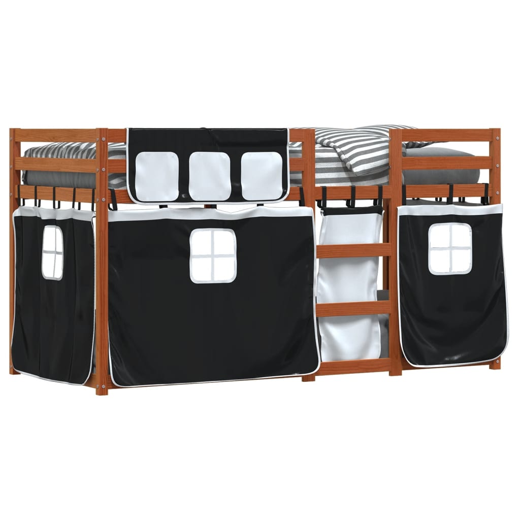 Letto A Castello Senza Materasso Bianco E Nero 90x200cm In Pino - Image 4