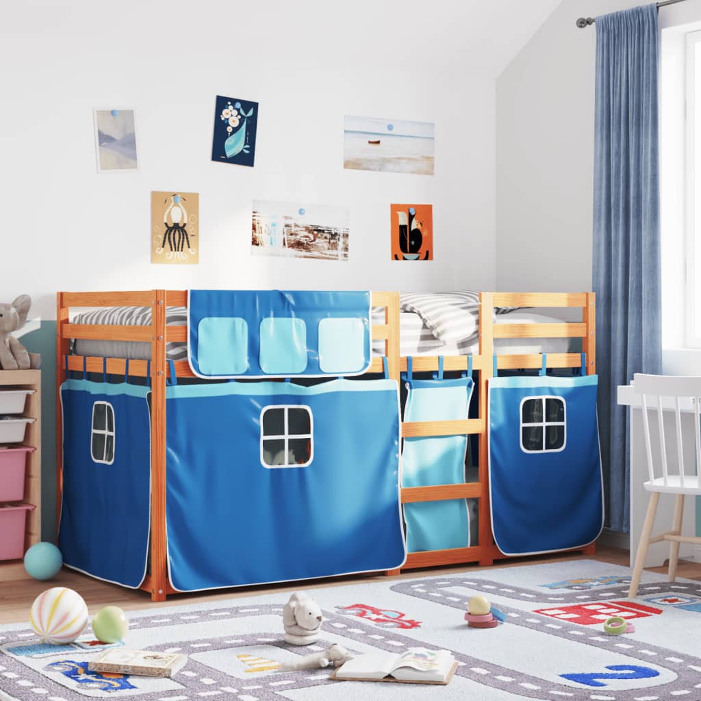 Letto A Castello Senza Materasso Blu 90x200cm Massello Pino