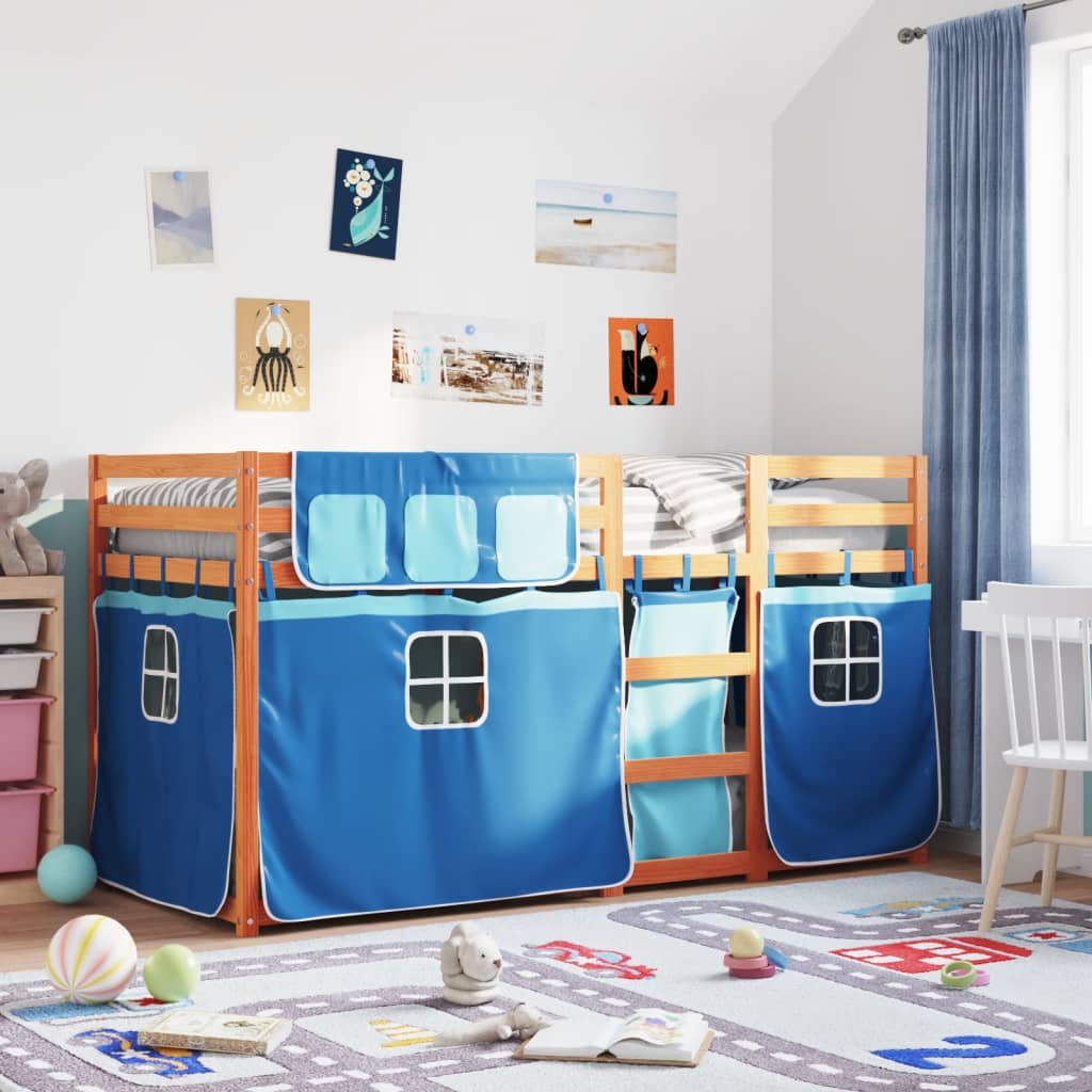 Letto A Castello Senza Materasso Blu 90x190cm Massello Pino