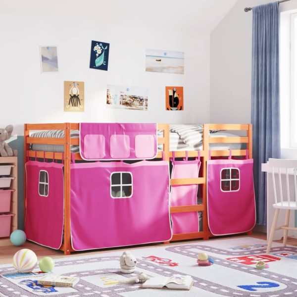 Letto A Castello Senza Materasso Rosa 90x190 Cm Legno Di Pino