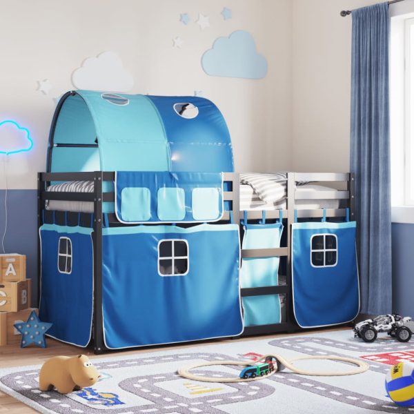 Letto A Castello Senza Materasso Blu 90x200cm Massello Pino