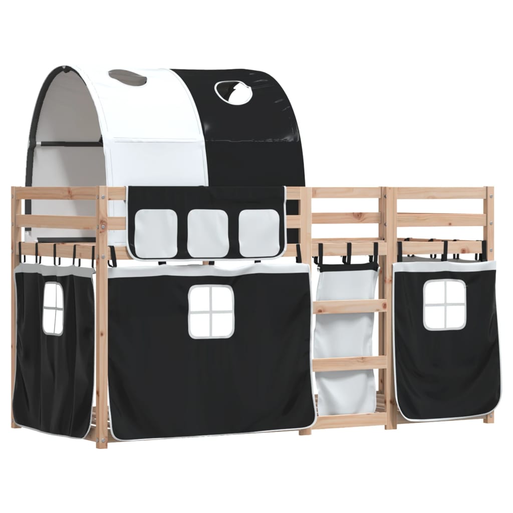 Letto A Castello Senza Materasso Bianco E Nero 80x200cm In Pino - Image 3