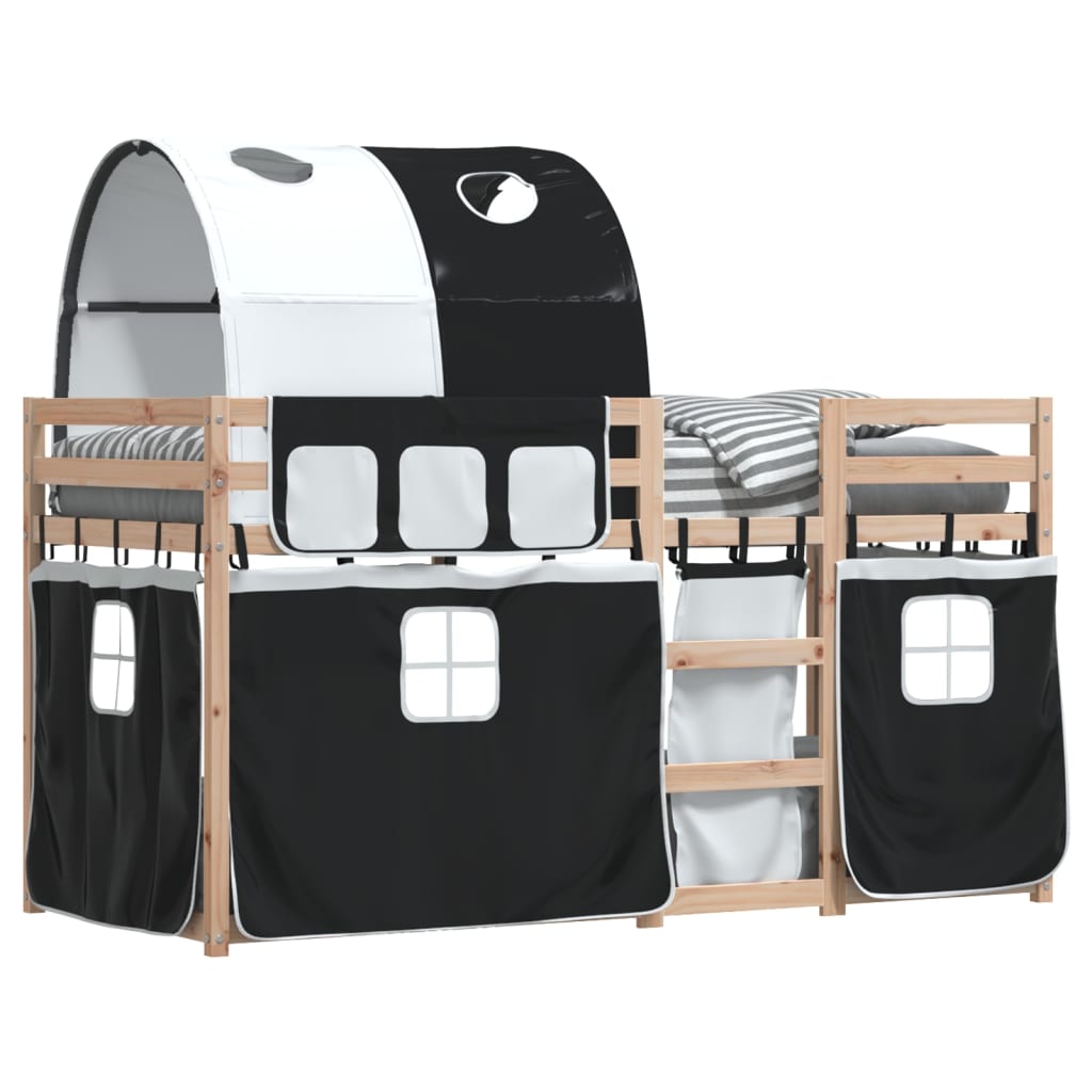 Letto A Castello Senza Materasso Bianco E Nero 80x200cm In Pino - Image 4
