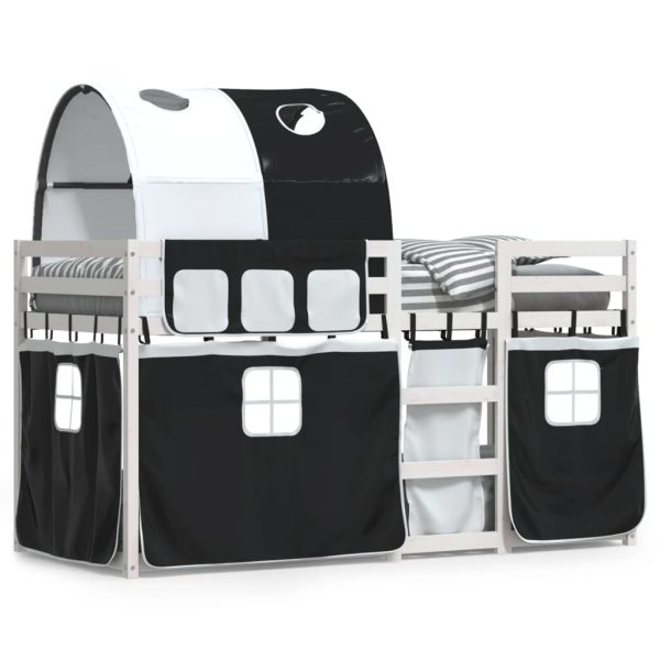 Letto A Castello Senza Materasso Bianco E Nero 80x200cm In Pino - Image 2