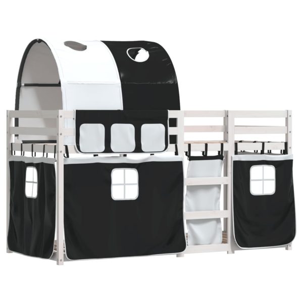 Letto A Castello Senza Materasso Bianco E Nero 80x200cm In Pino - Image 3