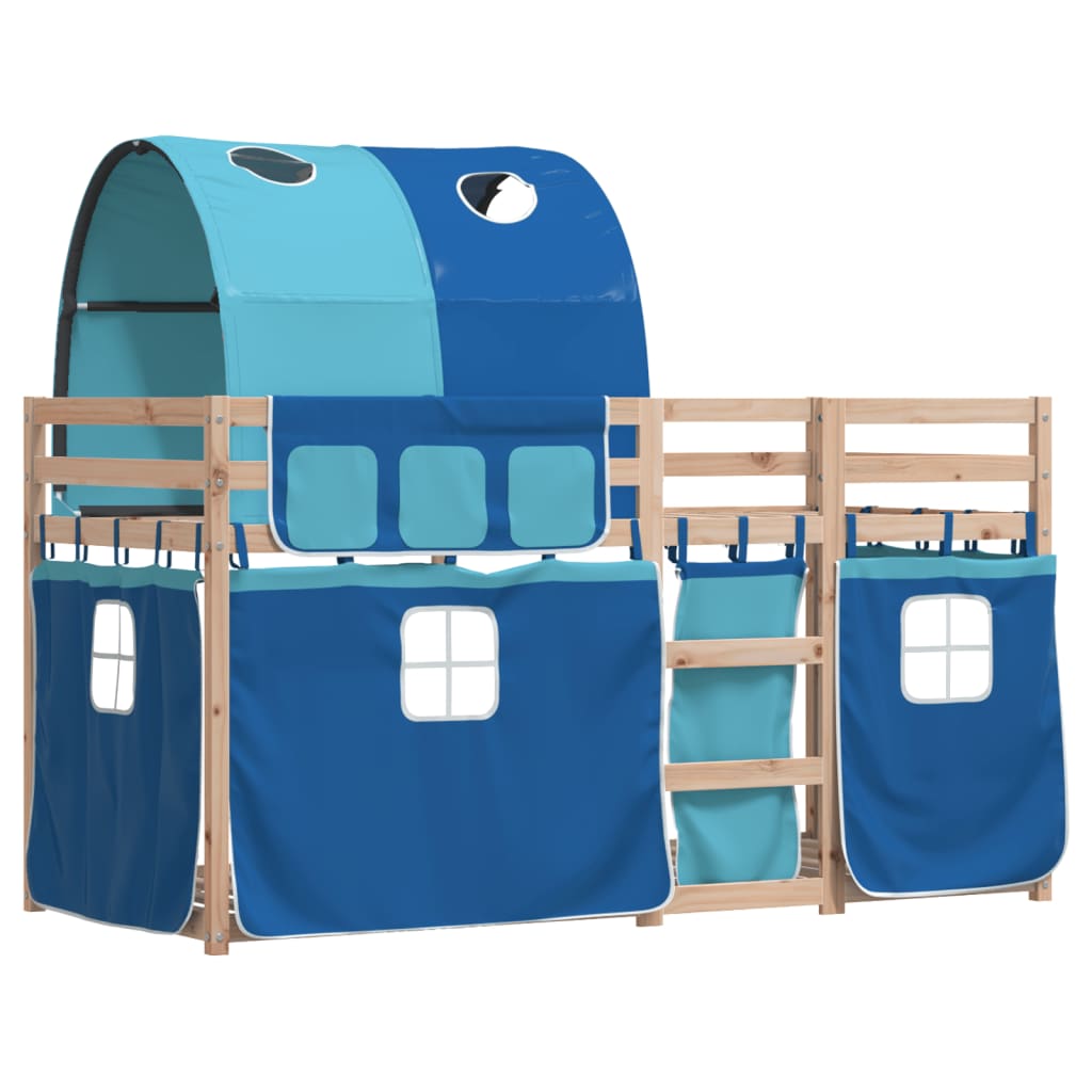 Letto A Castello Senza Materasso Blu 75x190 Cm Massello Pino - Image 3