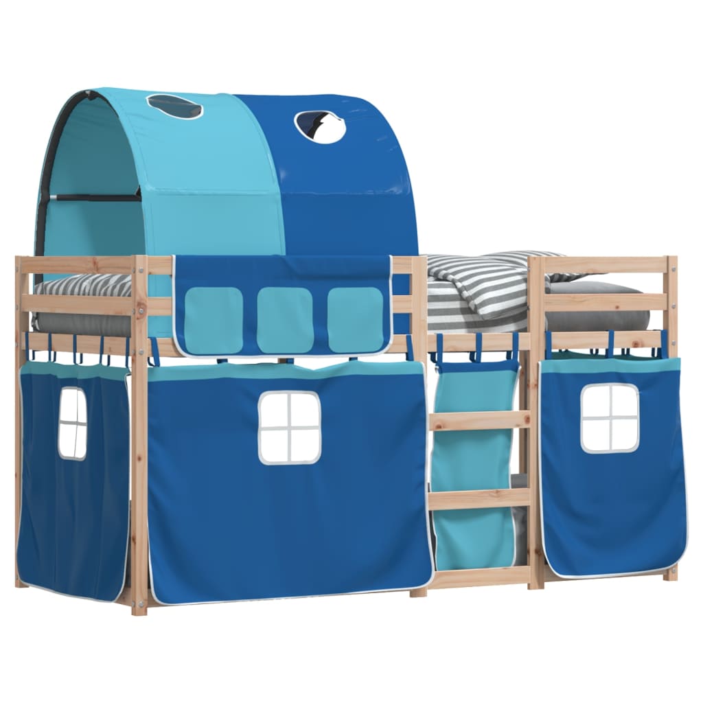 Letto A Castello Senza Materasso Blu 75x190 Cm Massello Pino - Image 4