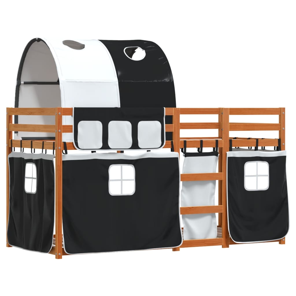 Letto A Castello Senza Materasso Bianco E Nero 80x200cm In Pino - Image 3