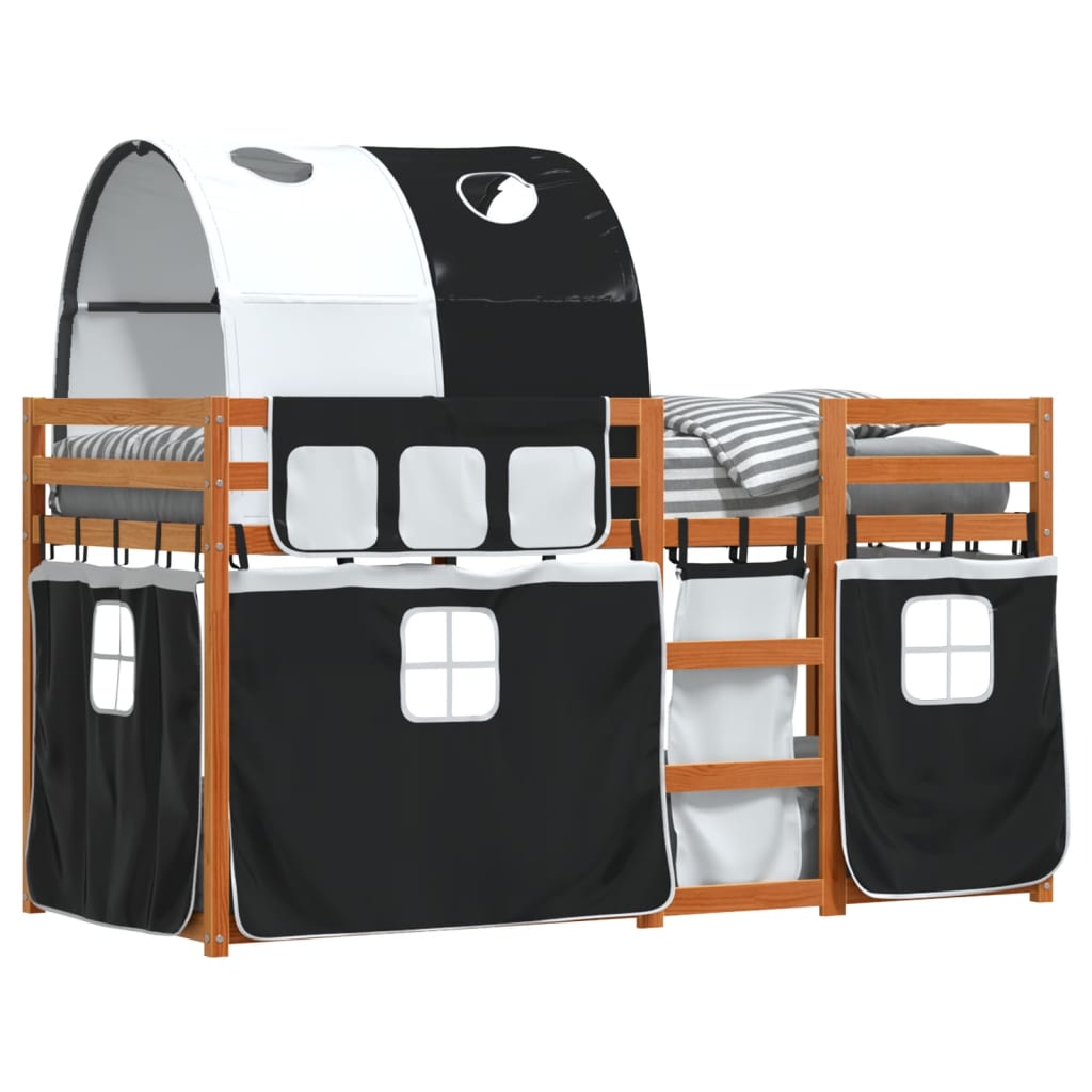 Letto A Castello Senza Materasso Bianco E Nero 80x200cm In Pino - Image 4
