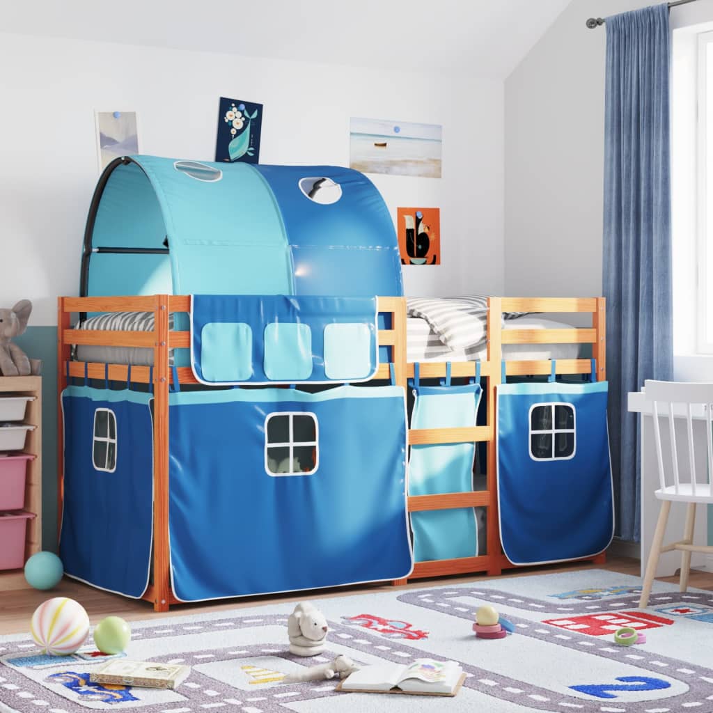 Letto A Castello Senza Materasso Blu 80x200 Cm Massello Pino