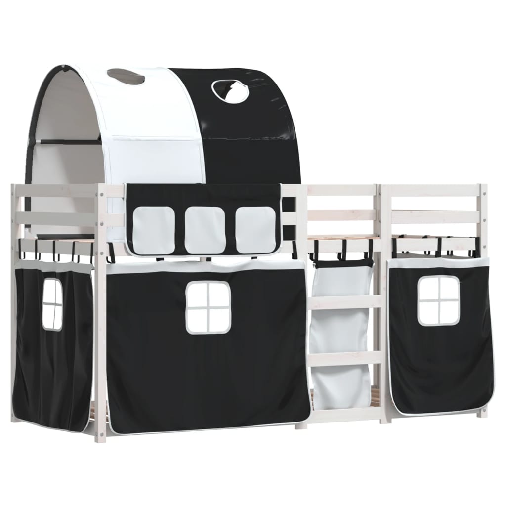 Letto A Castello Senza Materasso Bianco E Nero 90x200cm In Pino - Image 3