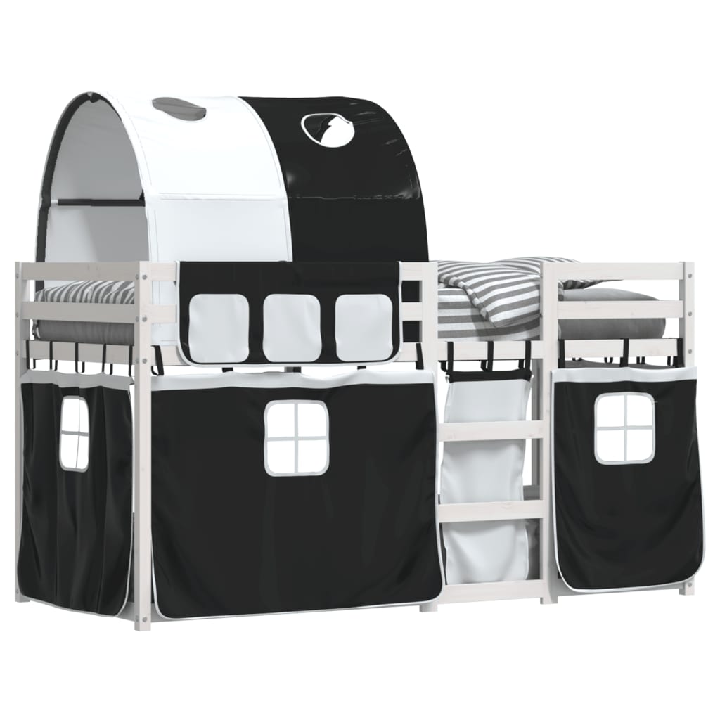 Letto A Castello Senza Materasso Bianco E Nero 90x200cm In Pino - Image 4