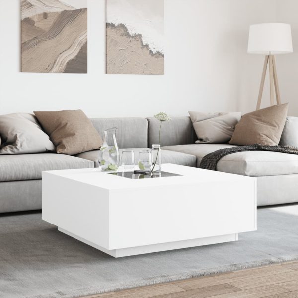 Tavolino Da Salotto Con Led Infinity Bianco 100x100x40 cm - Image 4