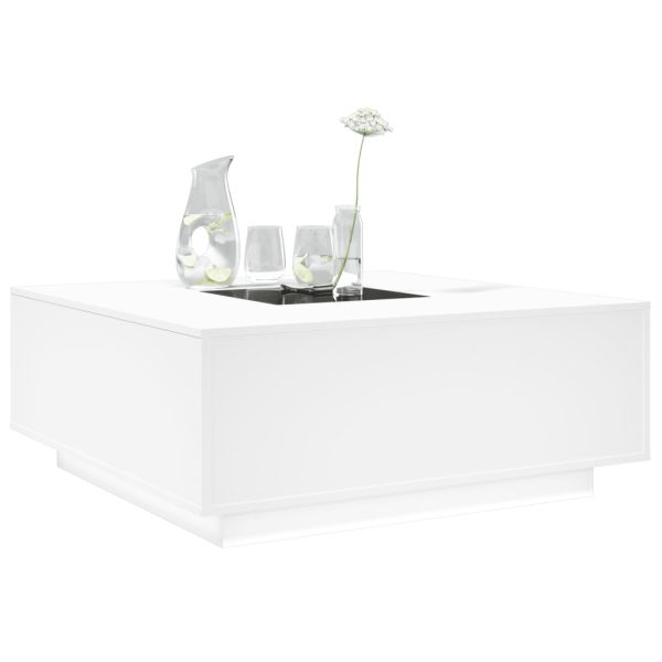 Tavolino Da Salotto Con Led Infinity Bianco 100x100x40 cm - Image 5