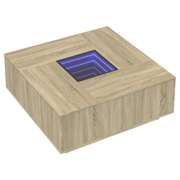 Tavolino Da Salotto Con Led Infinity Rovere Sonoma 100x100x40cm - Image 3