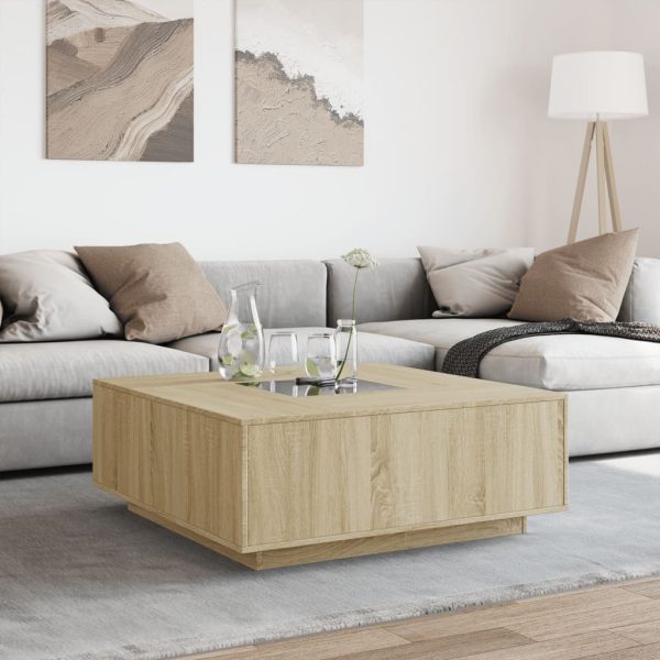 Tavolino Da Salotto Con Led Infinity Rovere Sonoma 100x100x40cm - Image 4