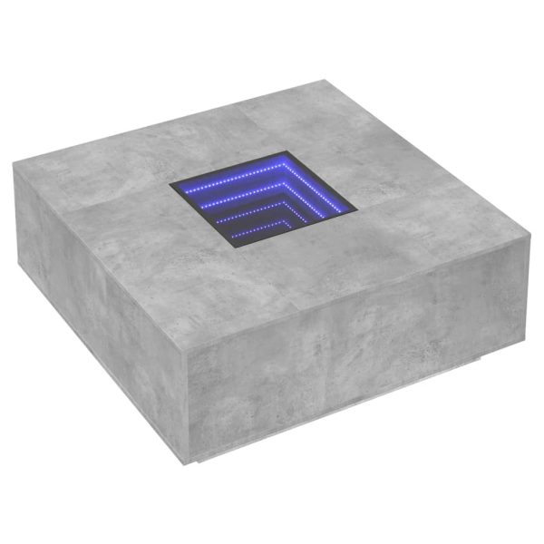 Tavolino Salotto Con Led Infinity Grigio Cemento 100x100x40 cm - Image 3