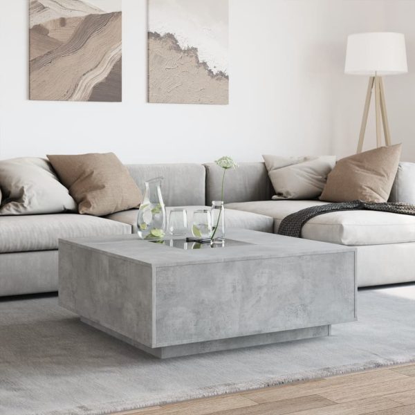 Tavolino Salotto Con Led Infinity Grigio Cemento 100x100x40 cm - Image 4
