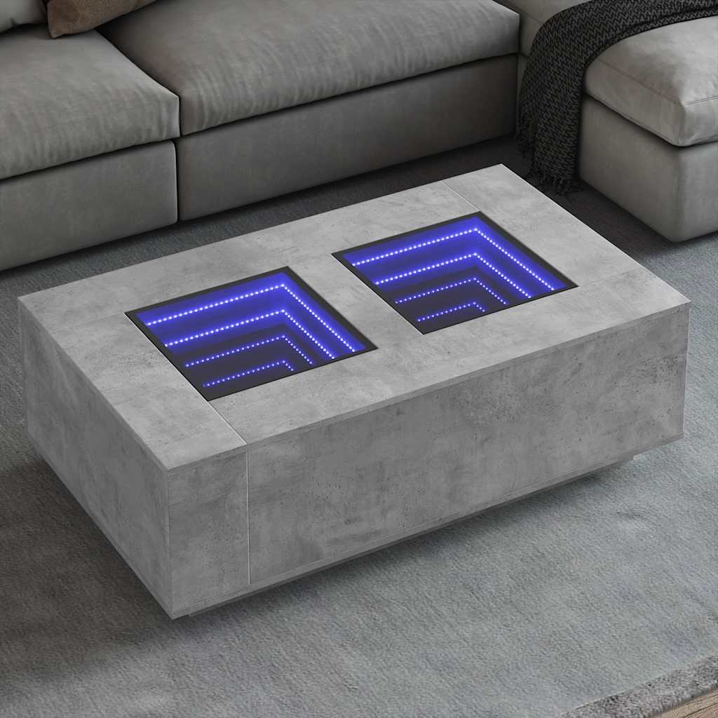 Tavolino Salotto Con Led Infinity Grigio Cemento 116x69x40 cm
