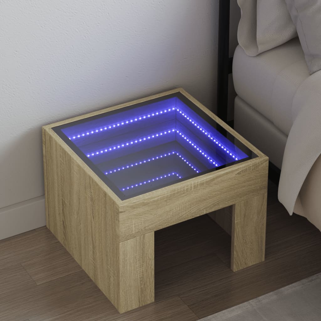 Comodino Con Led Infinity Rovere Sonoma 40x40x30 cm