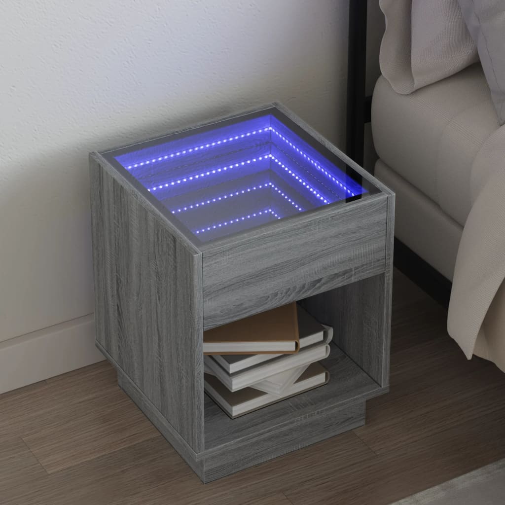 Comodino Con Led Infinity Rovere Sonoma 40x40x50 cm
