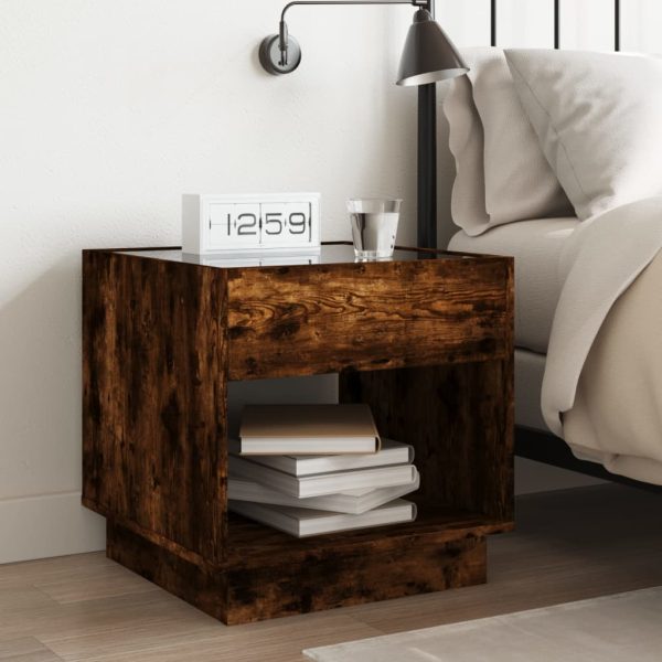 Comodino Con Led Infinity Rovere Fumo 50x50x50 cm - Image 4