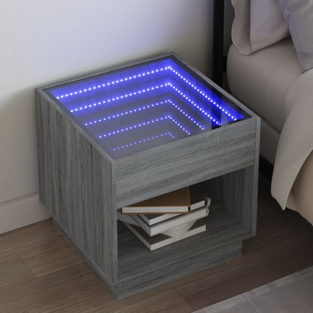 Comodino Con Led Infinity Rovere Sonoma 50x50x50 cm
