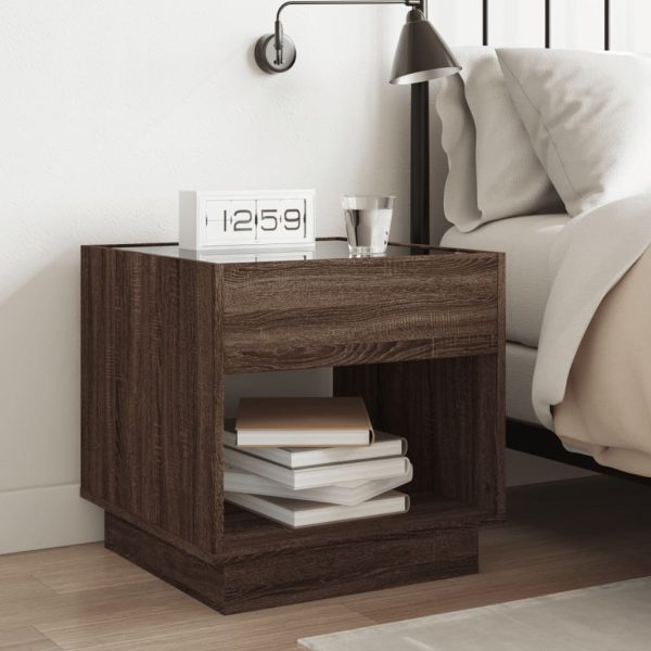 Comodino Con Led Infinity Rovere Marrone 50x50x50 cm - Image 4