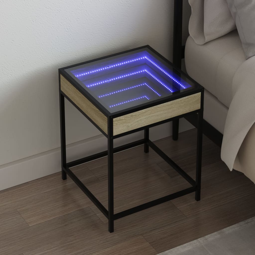 Comodino Con Led Infinity Rovere Sonoma 40x40x51 cm