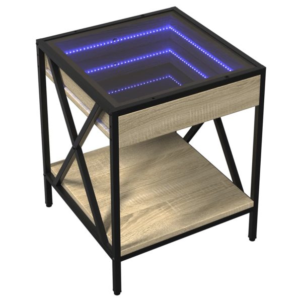 Comodino Con Led Infinity Rovere Fumo 40x40x49 cm - Image 3