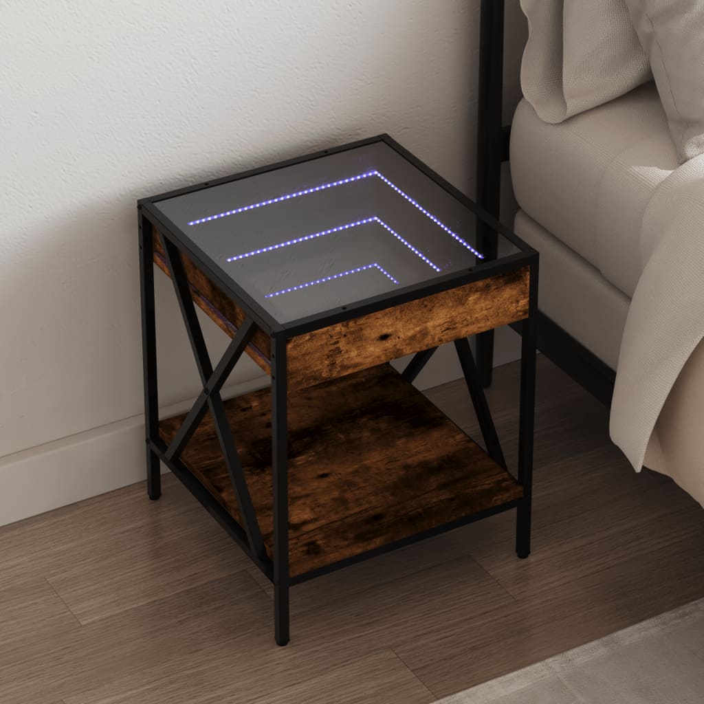 Comodino Con Led Infinity Rovere Fumo 40x40x49 cm