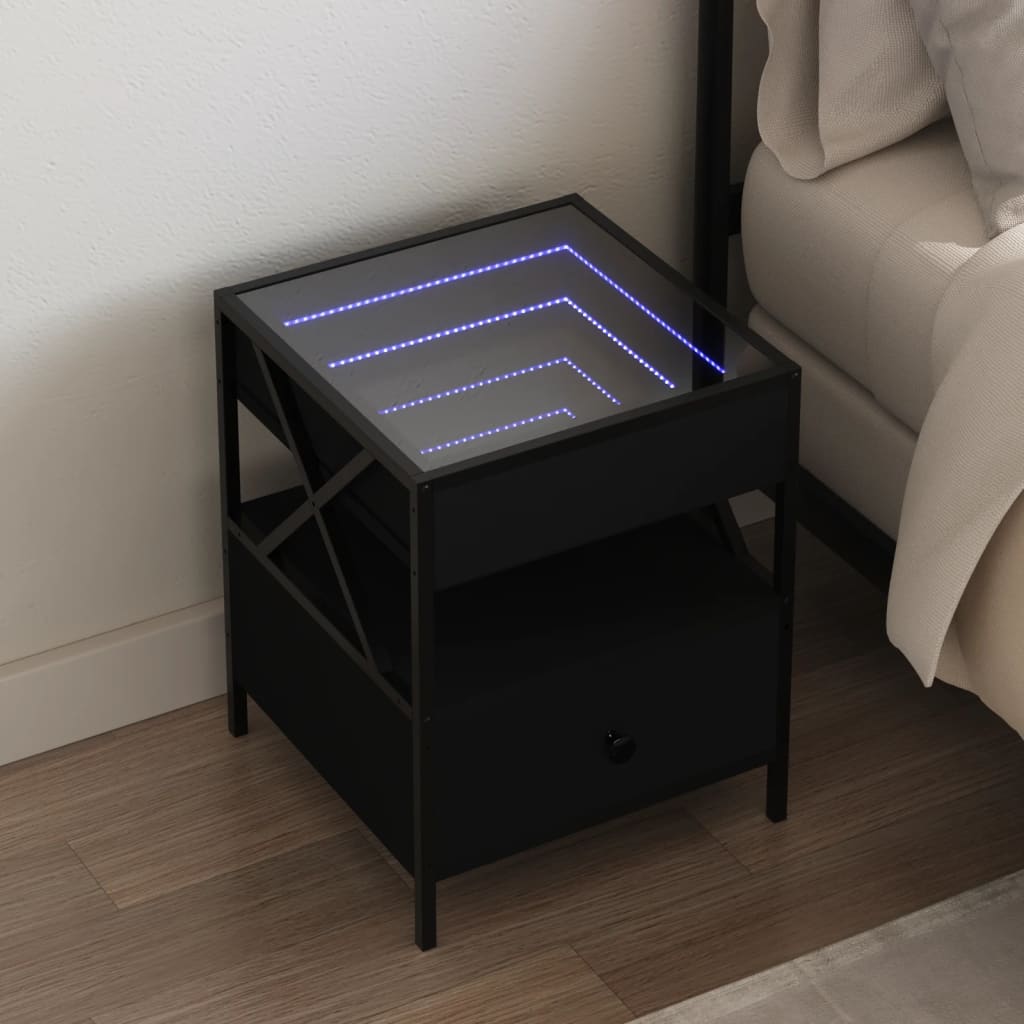 Tavolino Da Salotto Con Led Nero 40x40x30 cm
