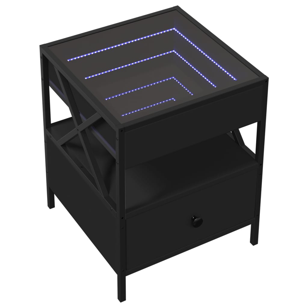 Tavolino Da Salotto Con Led Nero 40x40x30 cm - Image 3