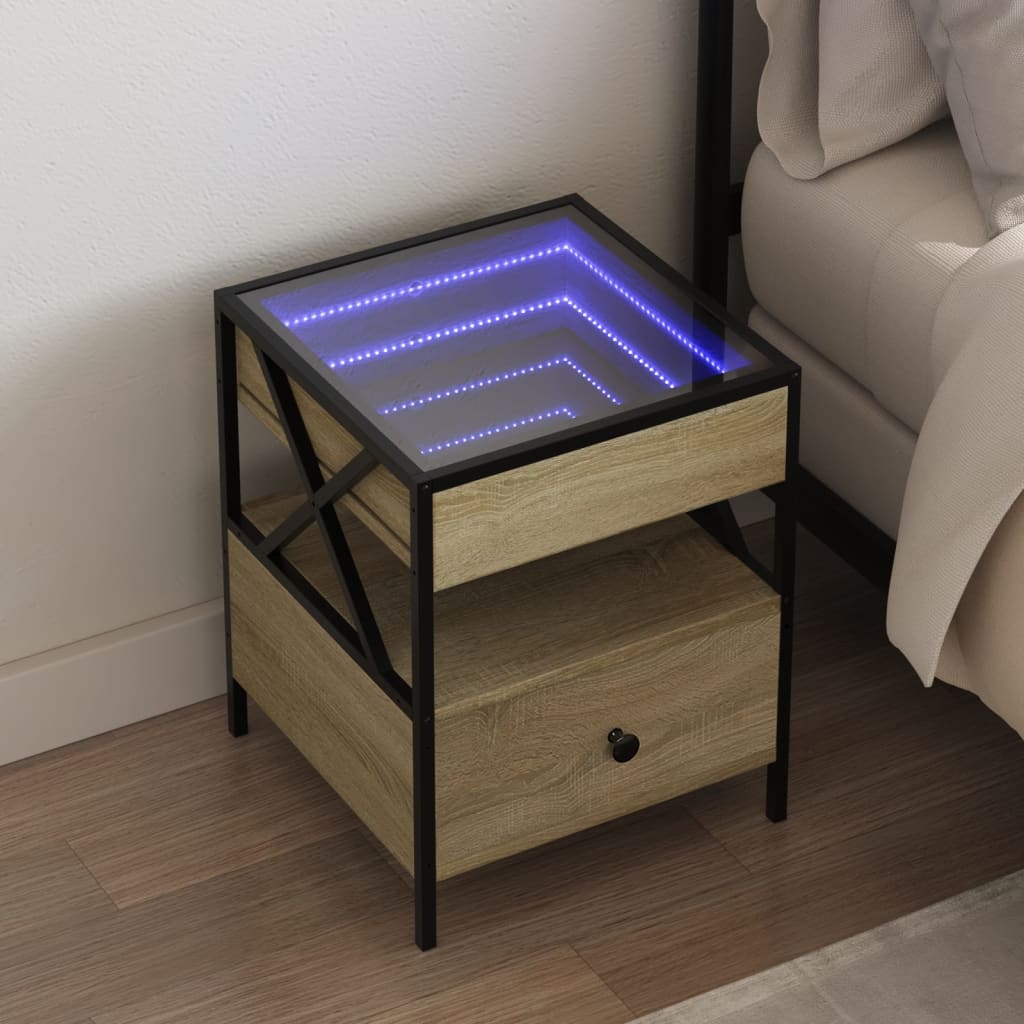 Comodino Con Led Infinity Rovere Sonoma 40x40x51 cm